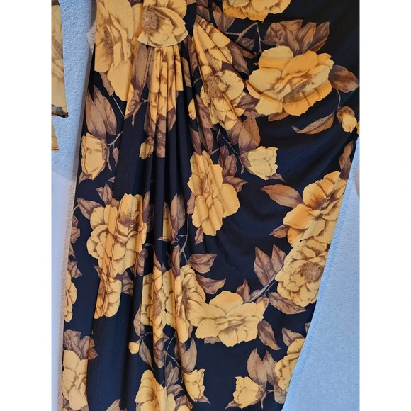 Connected Apparel Women Black Polyester Round Neck 3/4 Sleeves Wrap Dress Size 4 - Picture 5 of 11